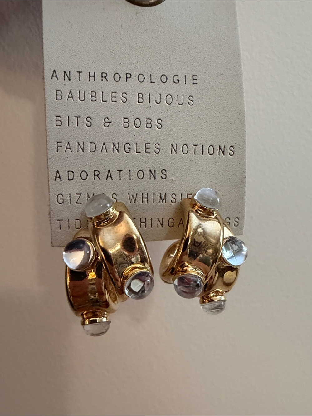 Anthropologie gold statement hoop earrings